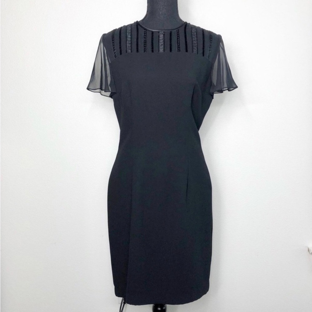 Donna Morgan Classic Black Sheer-Sleeve Women's Knee Length Dress